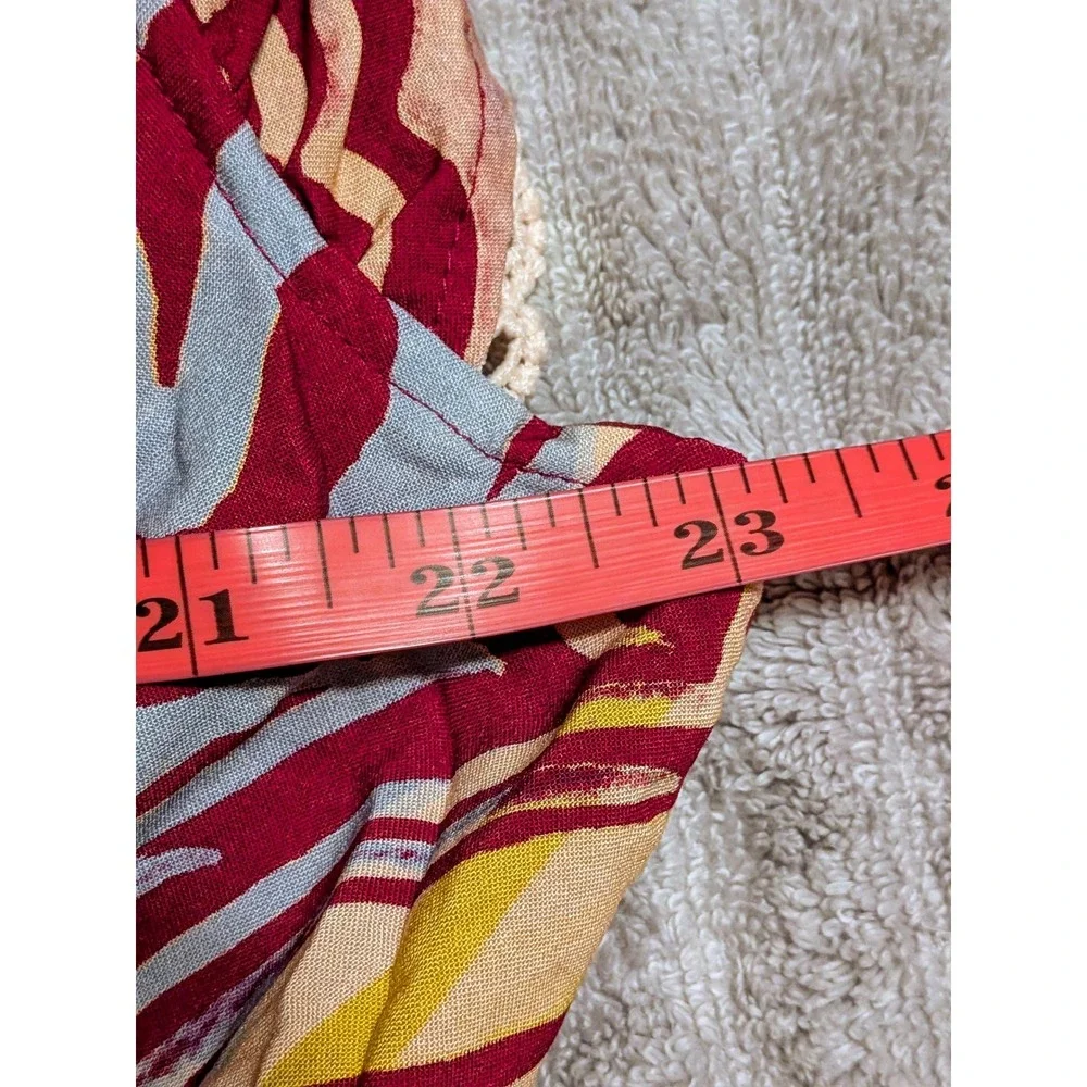 Indigo Thread Co Boho Maxi Dress Burgundy Paisley Print Flutter‎ Sleeve XL NWOT - Picture 8 of 9